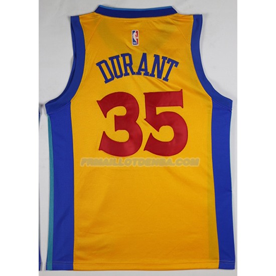 Maillot Basket Golden State Warriors Kevin Durant 2017-18 35 Jaune